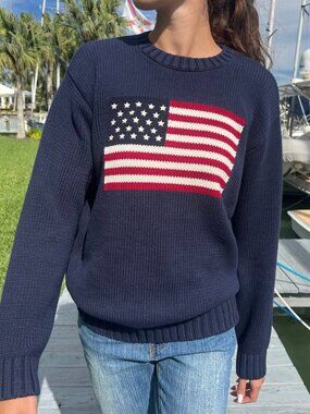Brandy Melville Nico American Flag Sweater Navy